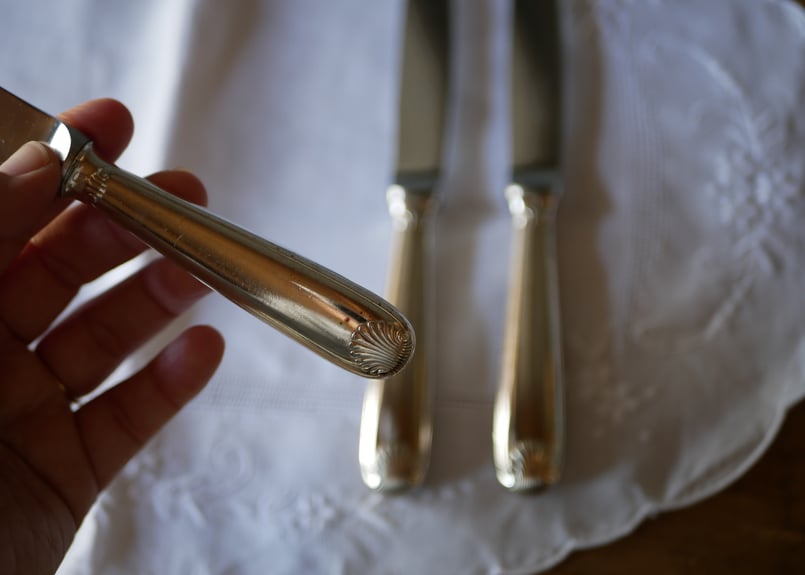 Christfle クリストフル／純銀 デザートナイフ２本／ヴァンドーム Christfle クリストフル／純銀 デザートナイフ2本／ヴァンドーム