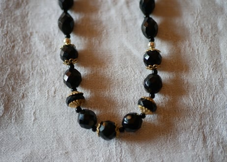 フレンチジェット　ガラスのネックレス　②french jet glass necklace