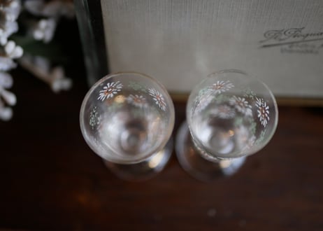 リキュールグラス　花模様　フランスアンティーク　アンティークのある暮らし