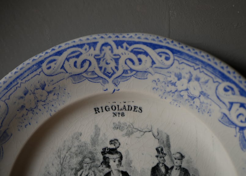 Creil et Montereau クレイユモントロー アンティークプレート ブルー