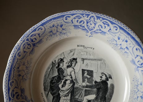 Creil et Montereau クレイユモントロー アンティークプレート　ブルー　フランスアンティーク