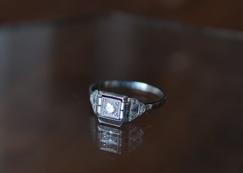 FR-07 フランス アールデコリング 天然ダイヤモンド フランス