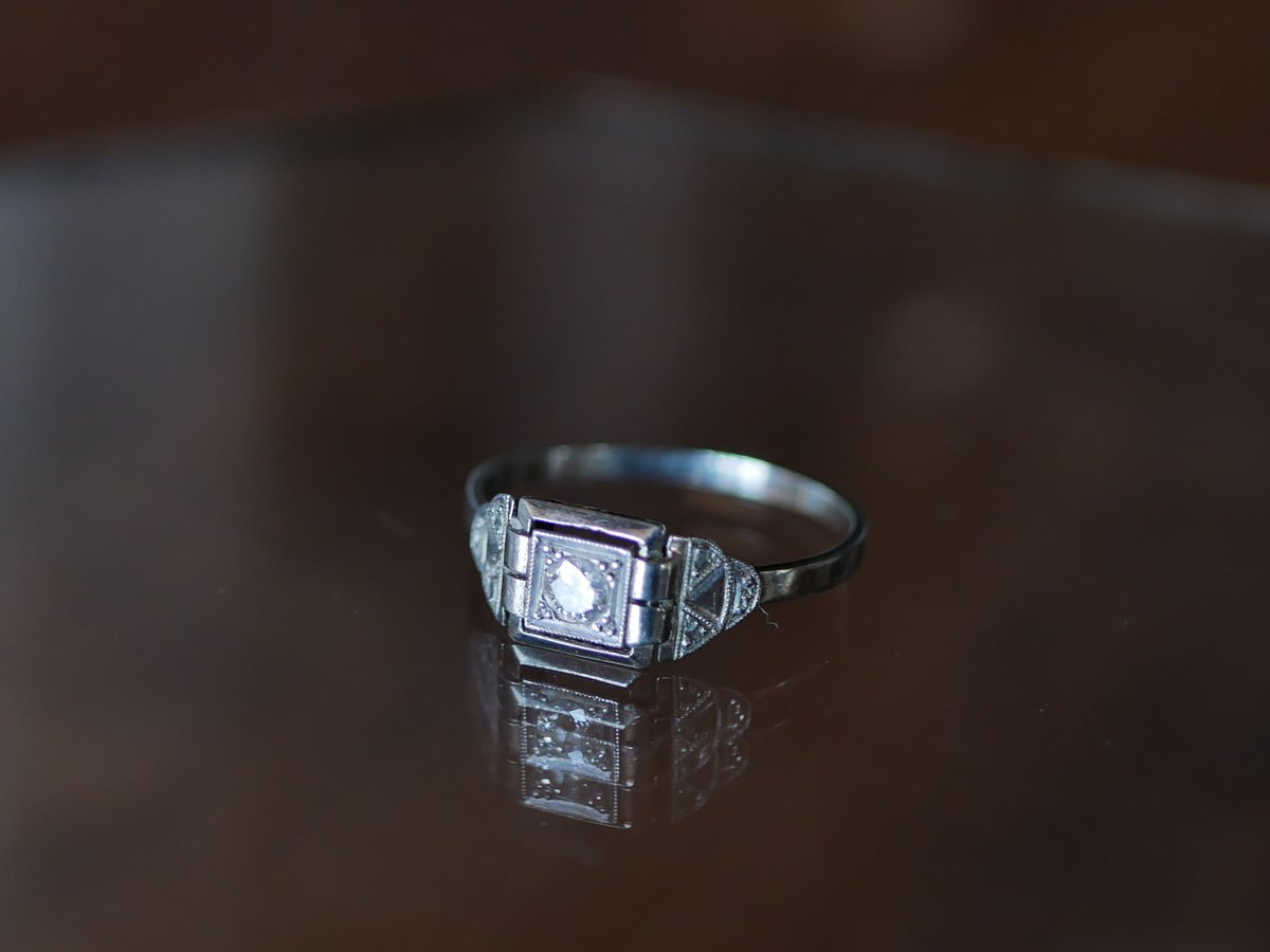 FR-07 フランス アールデコリング 天然ダイヤモンド フランス