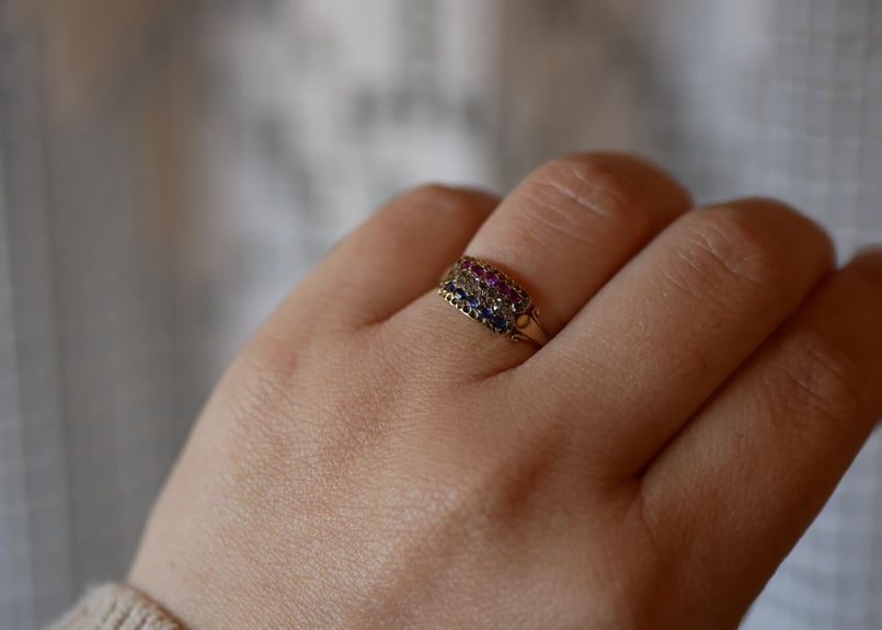 FR-36 トリコロール K18 アンティークリング フランス