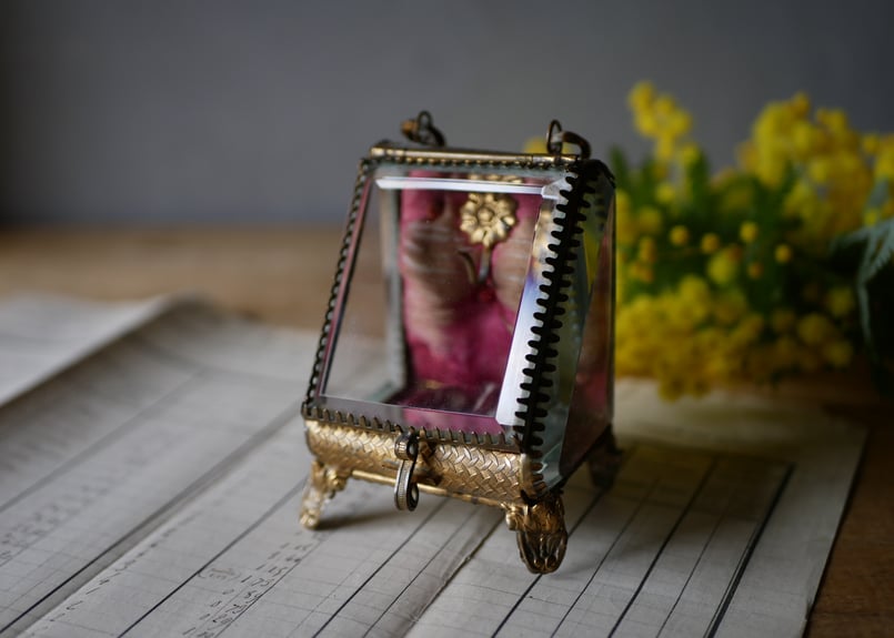 懐中時計 ガラスのジュエリーケース フランスアンティーク