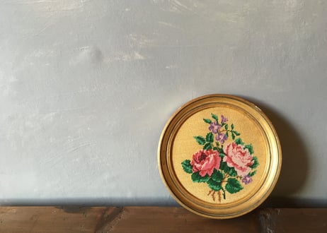 フランス アンティーク プチポワン 刺繍 ローズ