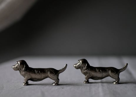 残り→１　ピューター製　犬のカトラリーレスト　フランスアンティーク　ブロカントのある暮らし