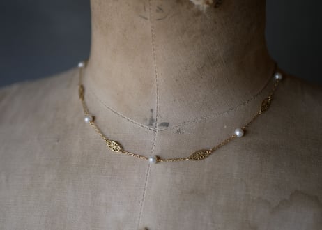 18K pearl＆filigree Necklace