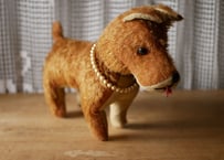 お洒落な犬　フランスアンティーク　ぬいぐるみ　ブロカント  アンティークのある生活