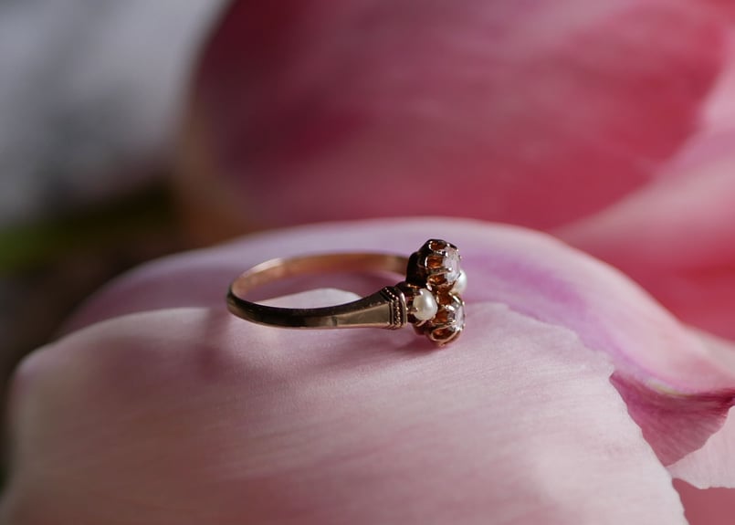 FR-34】 ヴィクトリアン ローズカットダイヤモンド K18 アンティーク