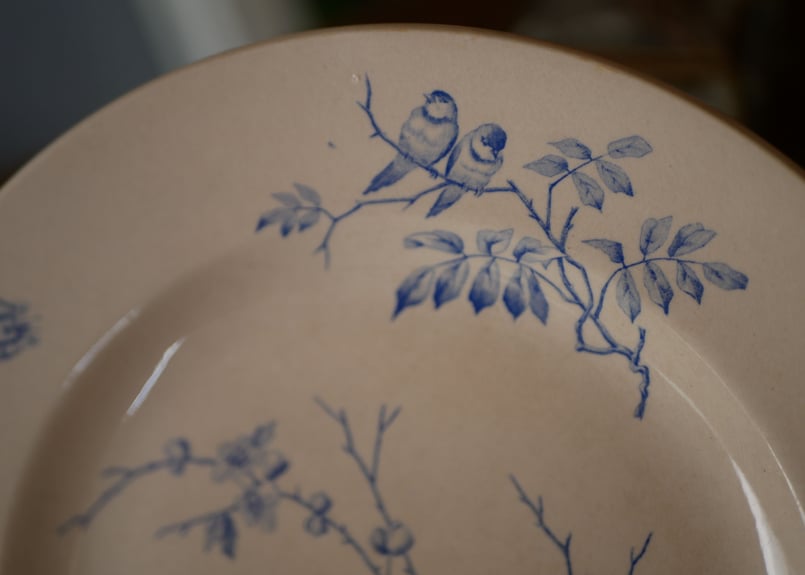 鳥と花 アンティークプレート 平皿 フランスアンティーク | mamantique