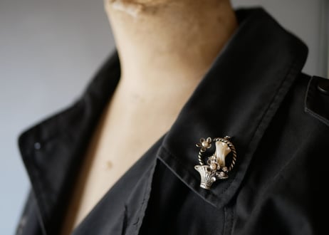 シルバー パニエのブローチ FRANCE antique BROCANTE vintage