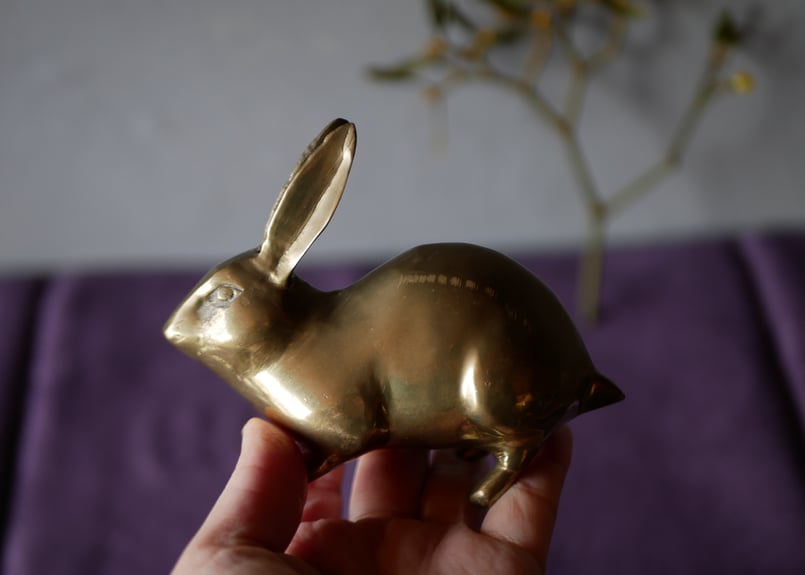 ブロンズ製 うさぎ オブジェ ペーパーウェイト フランスアンティーク
