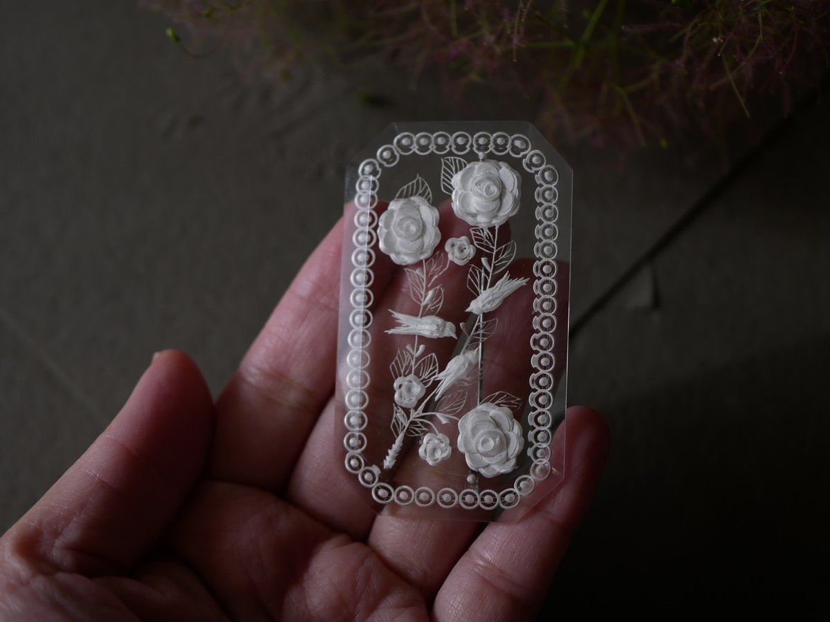 Birds ＆ Flowers 鳥と花 ルーサイトブローチ ヴィンテージ