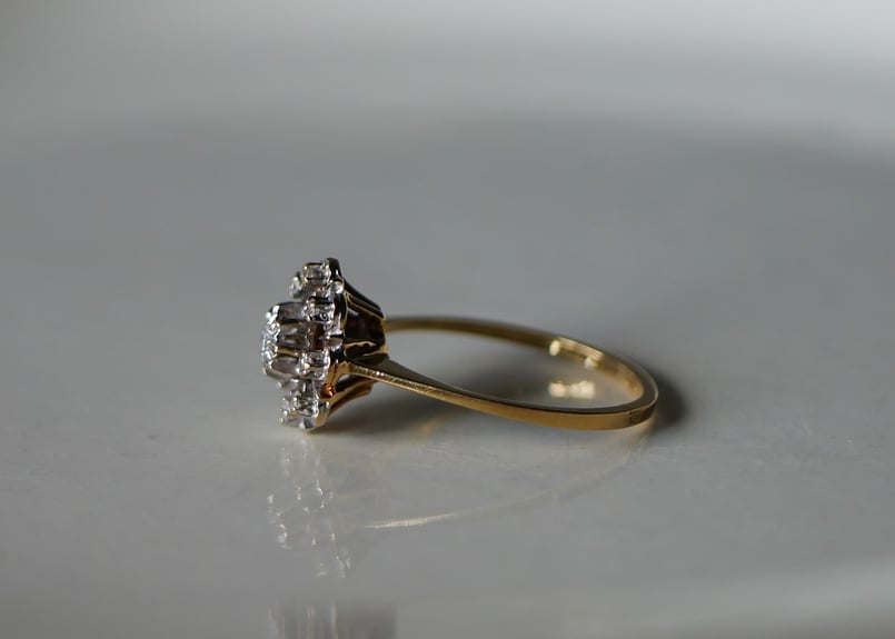 FR-51】天然ダイヤモンド K18 指輪 フランスヴィンテージ ヴィンテージ