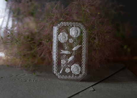 Birds ＆ Flowers 鳥と花　ルーサイトブローチ　ヴィンテージブローチ　フランス　ブロカント