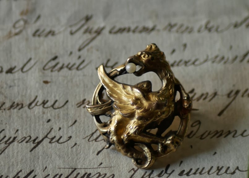 FIX グリフォン アンティークブローチ フランスアンティーク | mamantique