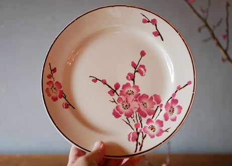 在庫→１　Fleurs de pêche 【桃の花】平皿 フランスアンティーク