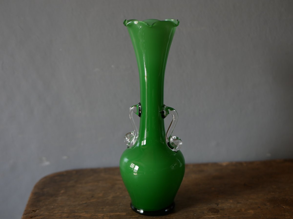 グリーン フラワーベース 花器 花瓶 フランスヴィンテージ ブロカント