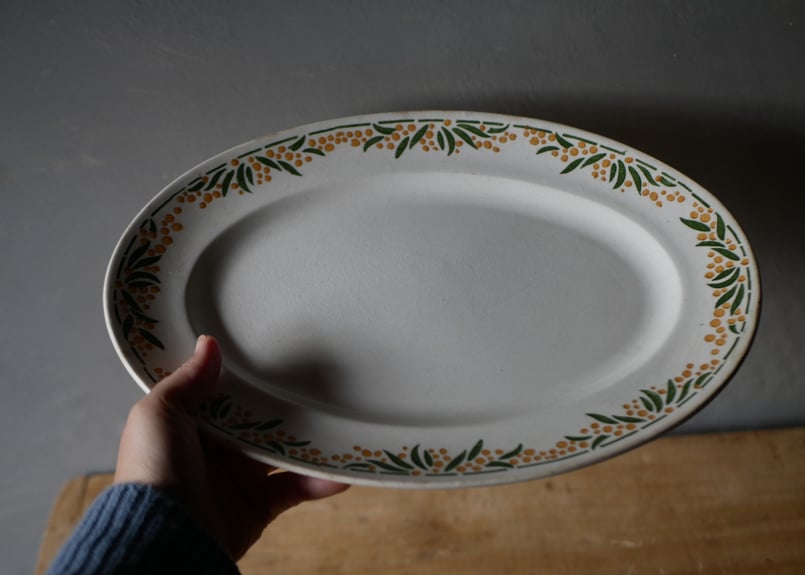 ミモザ クレイユモントロー オーバルプレート フランスアンティーク