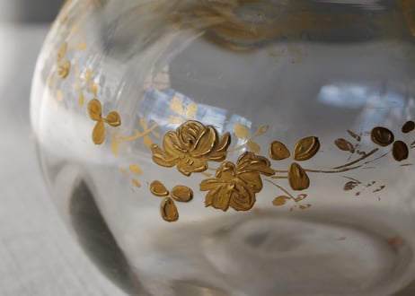 金彩のフラワーポット　ガラスポット　花瓶　フランスアンティーク　ブロカントのある暮らし