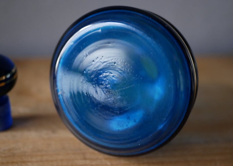 アールデコ ブルー×ゴールドライン 香水瓶 フランスアンティーク