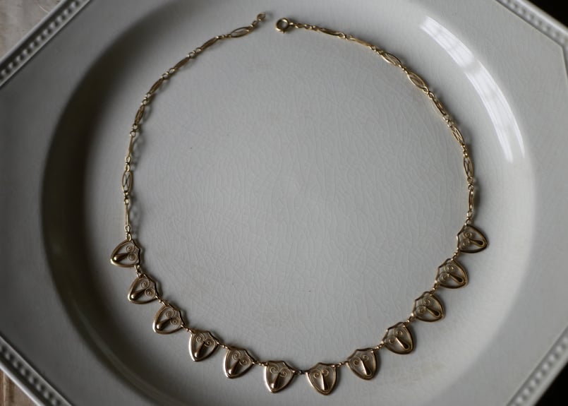 FN-18】 フィリグリー K18 アンティークネックレス フランス