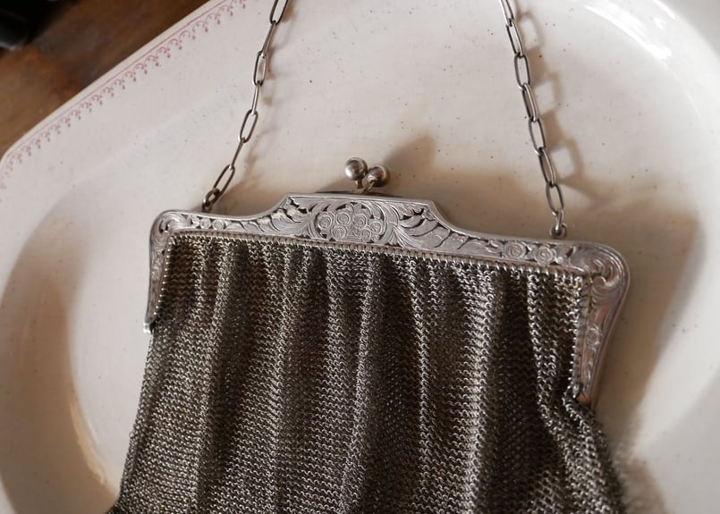 シャトレーン メッシュバッグ シルバー イヴニングバッグ | mamantique