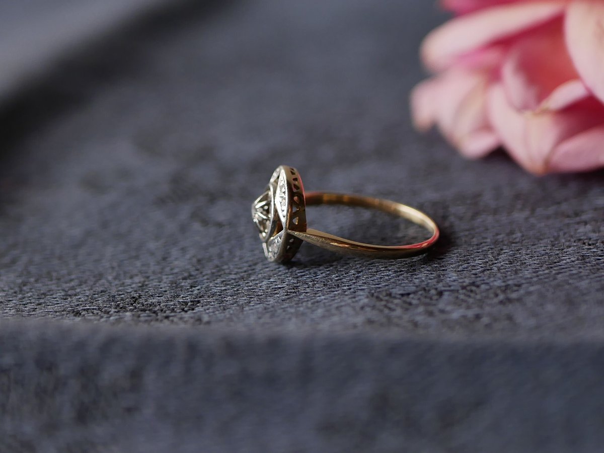 FR-24 天然ダイヤモンド K18 アンティークリング アールデコ | mamantique