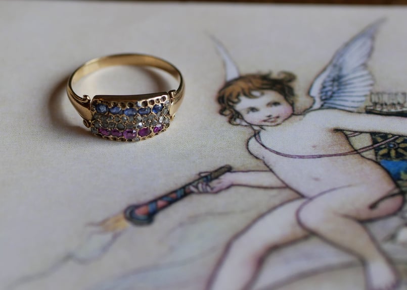 FR-36 トリコロール K18 アンティークリング フランスアンティーク