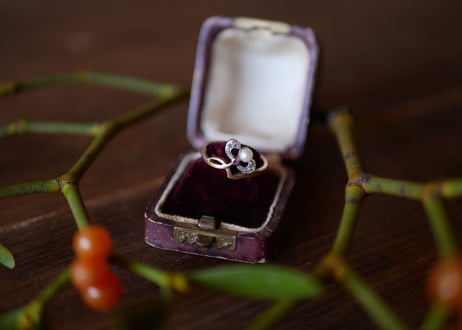 ヤドリギモチーフ 18K フランスアンティーク  指輪 アンティークリング