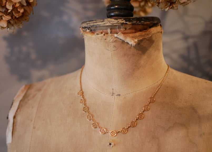 Nadjak品18金(´∀｀)フランスアンティーク FN-01 フィリグリーネックレス 18金 18K ピンクーゴールド フランス