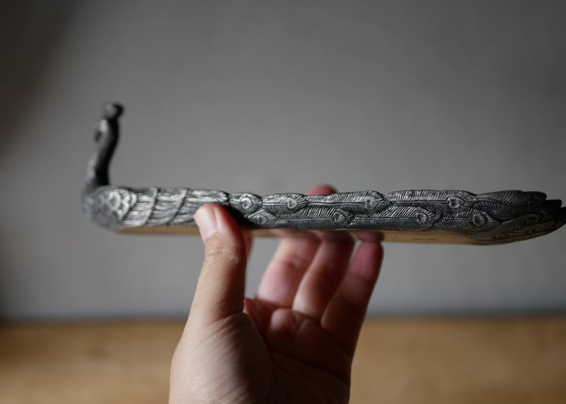 孔雀のヴィドポシェ 小物トレイ フランスアンティーク ブロカントの