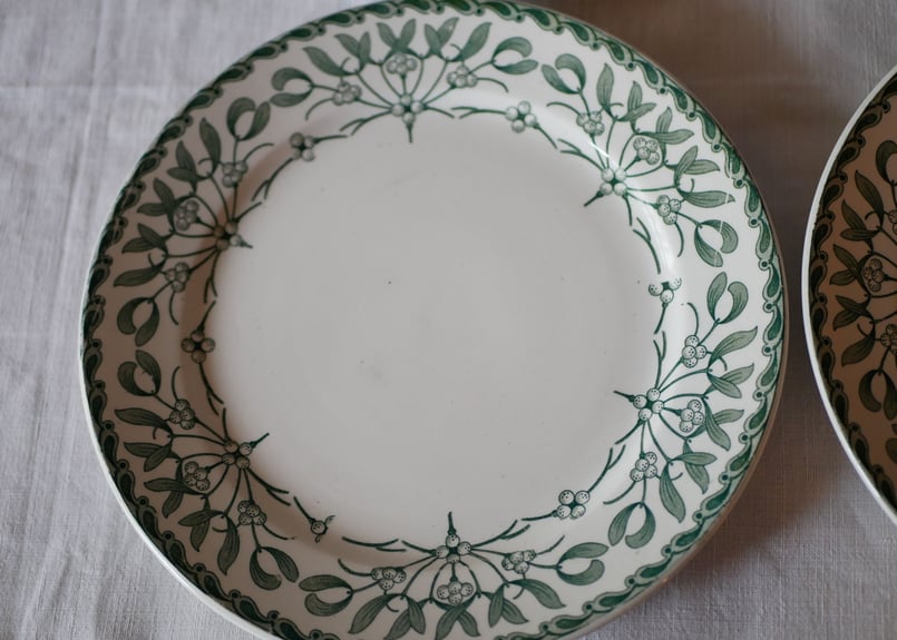 Stock→5 平皿 ヤドリギ フランスアンティーク 宿り木 brocante | maman