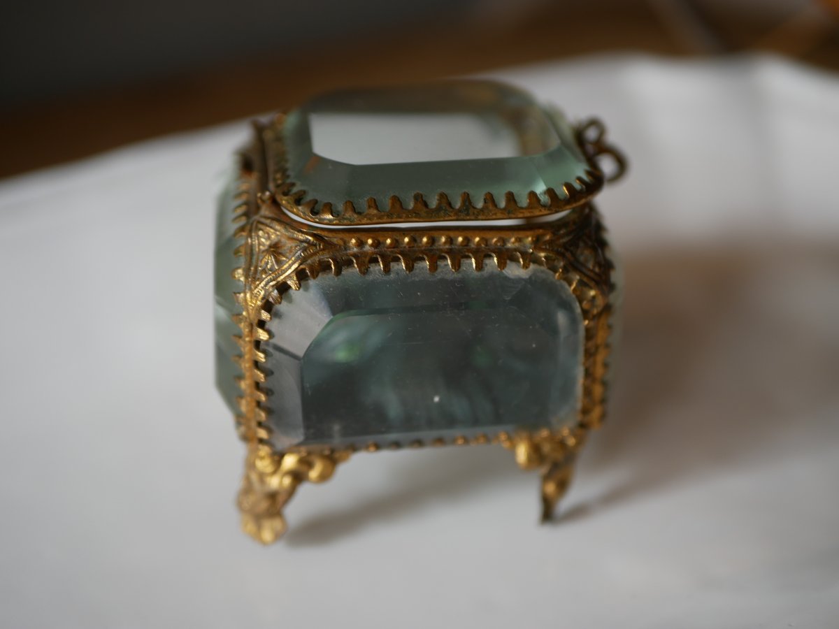 フランス アンティーク クリスタル 5面 大きいジュエリーケース 1900年