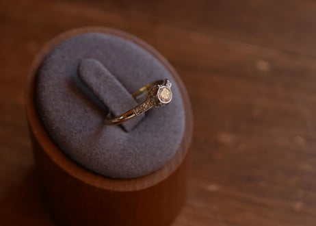 【御予約品 RESERVED / FR-30】 フランスアンティーク K18 天然ダイヤモンド　アンティークリング