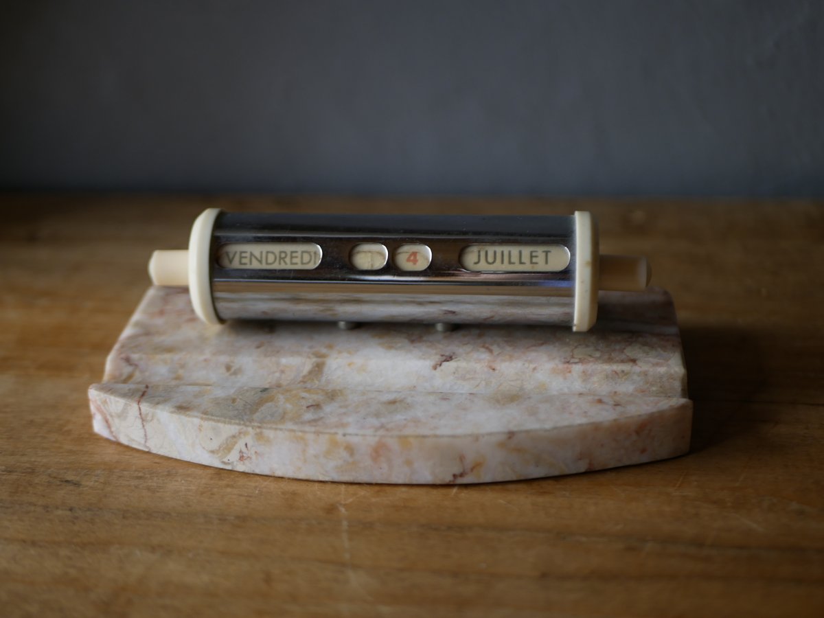 大理石の万年カレンダー フランス語 アンティークカレンダー フランス