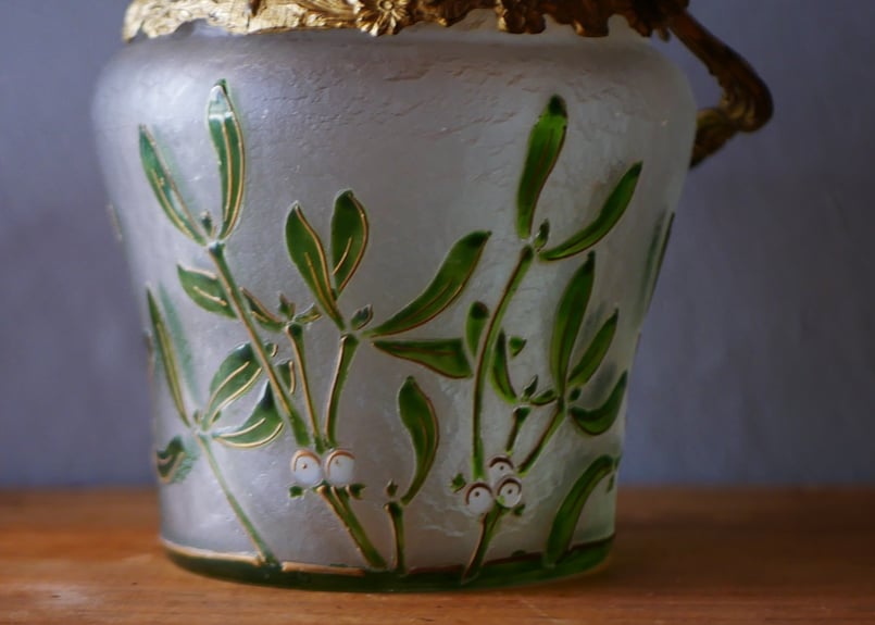 宿り木のビスケットジャー ベルエポック フランスアンティーク