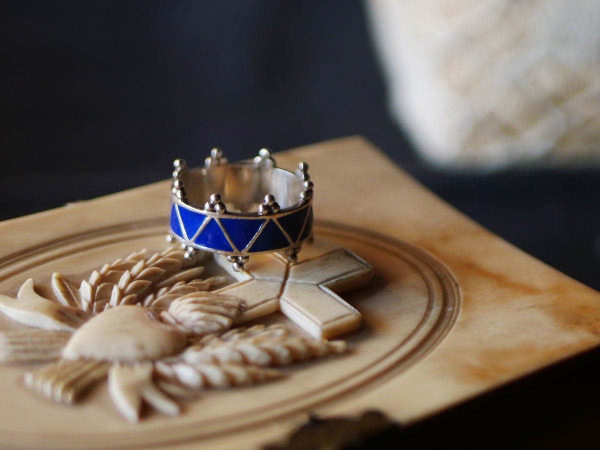 24さま用 ロシアアンティーク　リング 1点　フランスヴィンテージ　古道具 ブルーエナメル クラウン シルバーリング フランスヴィンテージ