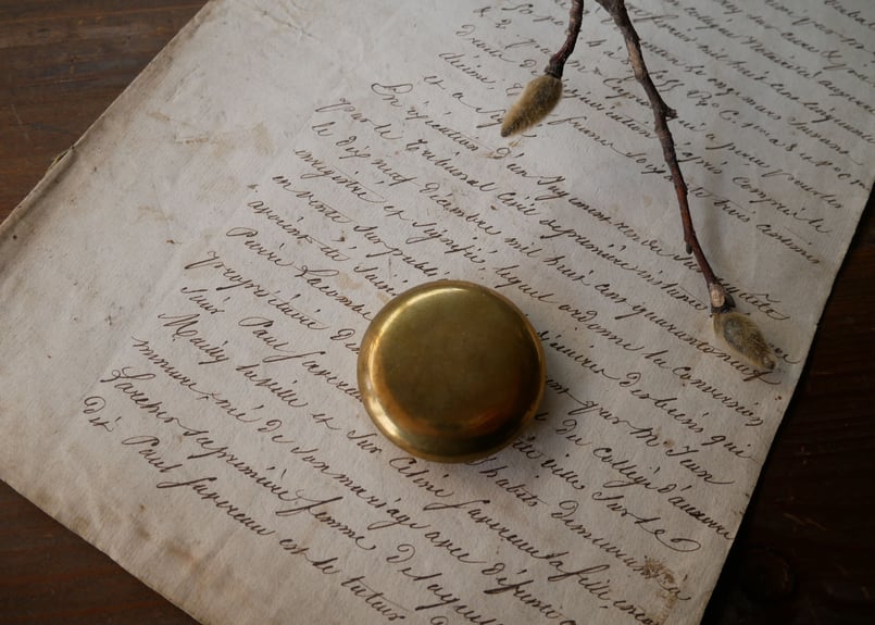 フランスアンティーク パウダーケース コンパクトミラー butterfly