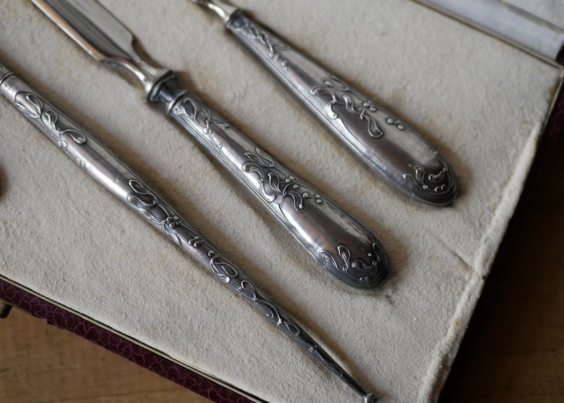 フランスアンティーク レターオープナー ヤドリギ シルバープレート 宿木