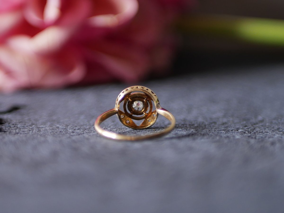 FR-24 天然ダイヤモンド K18 アンティークリング アールデコ | mamantique