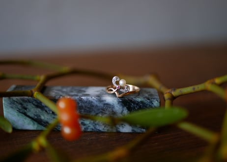 ヤドリギモチーフ 18K フランスアンティーク  指輪 アンティークリング