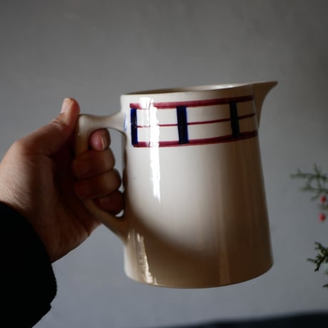 フランスアンティーク　バスク柄　ボウル HBCM べアン クレイユモントロー バスク柄デザードプレート B フランス