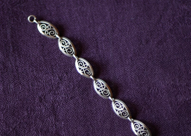 純銀 フィリグリー ベビー用ブレスレット チャーム フランス