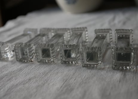 残り→２　PORTIEUX  ガラスのナイフレスト　フランスアンティーク　ブロカントのある暮らし