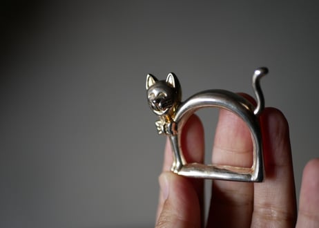 ねこのナプキンリング　フランスヴィンテージ　ブロカントのある暮らし　ブロカント