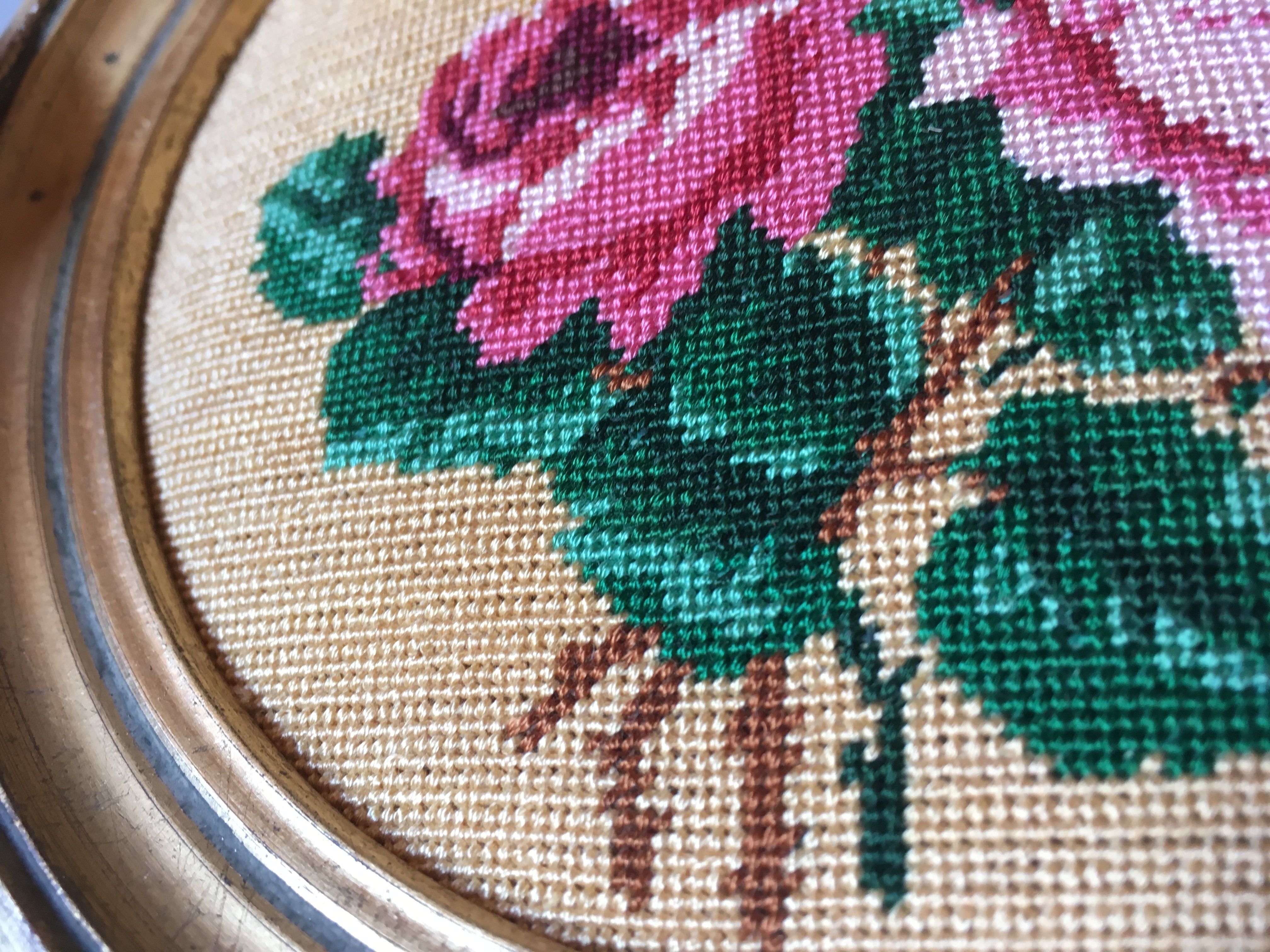 フランス アンティーク プチポワン 刺繍 ローズ | mamantique