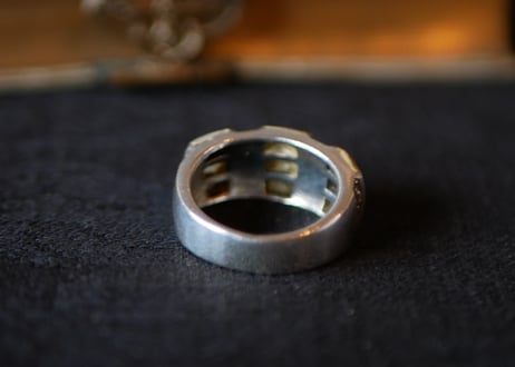 アールデコ　マザーオブパール　マーカサイト　シルバーリング　指輪　ヴィンテージアクセサリー