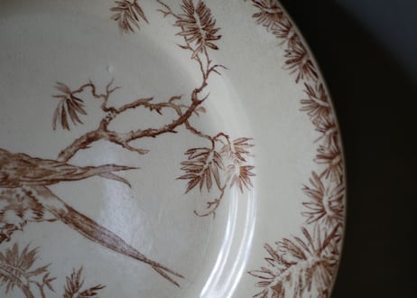 GIEN　ツバメのブラウンプレート１　”PROVENÇAL“　ジアン　フランスアンティーク